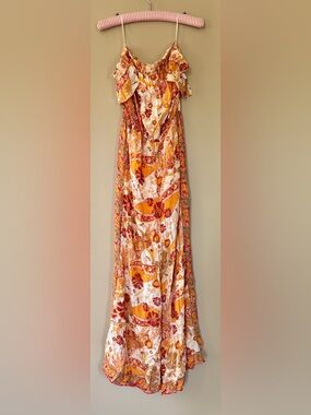 Free People Floral Paislsey jumpsuit in Mustard & Rust